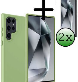 BASEY. BASEY. Samsung Galaxy S24 Ultra Hoesje Siliconen Met 2x Screenprotector - Groen