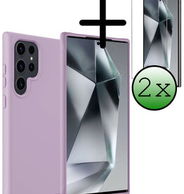 BASEY. BASEY. Samsung Galaxy S24 Ultra Hoesje Siliconen Met 2x Screenprotector - Lila