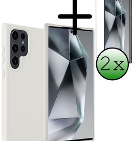 BASEY. BASEY. Samsung Galaxy S24 Ultra Hoesje Siliconen Met 2x Screenprotector - Wit