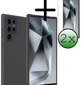 BASEY. BASEY. Samsung Galaxy S24 Ultra Hoesje Siliconen Met 2x Screenprotector - Zwart