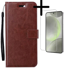 BASEY. BASEY. Samsung Galaxy S24 Hoesje Bookcase Met Screenprotector - Bruin