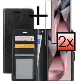 NoXx NoXx Samsung Galaxy S24 Ultra Hoesje Bookcase Met 2x Screenprotector - Zwart