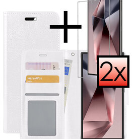NoXx NoXx Samsung Galaxy S24 Ultra Hoesje Bookcase Met 2x Screenprotector - Wit