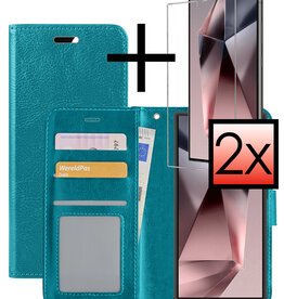 NoXx NoXx Samsung Galaxy S24 Ultra Hoesje Bookcase Met 2x Screenprotector - Turquoise