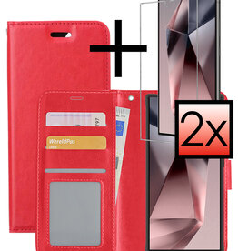 NoXx NoXx Samsung Galaxy S24 Ultra Hoesje Bookcase Met 2x Screenprotector - Rood