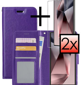 NoXx NoXx Samsung Galaxy S24 Ultra Hoesje Bookcase Met 2x Screenprotector - Paars