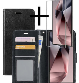 NoXx NoXx Samsung Galaxy S24 Ultra Hoesje Bookcase Met Screenprotector - Zwart