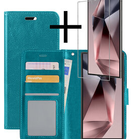 NoXx NoXx Samsung Galaxy S24 Ultra Hoesje Bookcase Met Screenprotector - Turquoise