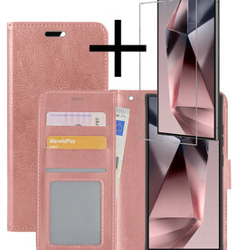 NoXx NoXx Samsung Galaxy S24 Ultra Hoesje Bookcase Met Screenprotector - Rose Goud