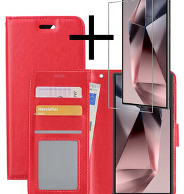 NoXx NoXx Samsung Galaxy S24 Ultra Hoesje Bookcase Met Screenprotector - Rood