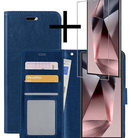 NoXx NoXx Samsung Galaxy S24 Ultra Hoesje Bookcase Met Screenprotector - Donkerblauw