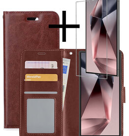 NoXx NoXx Samsung Galaxy S24 Ultra Hoesje Bookcase Met Screenprotector - Bruin