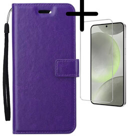 BASEY. BASEY. Samsung Galaxy S24 Hoesje Bookcase Met Screenprotector - Paars