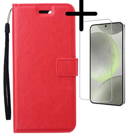BASEY. BASEY. Samsung Galaxy S24 Hoesje Bookcase Met Screenprotector - Rood