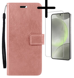 BASEY. BASEY. Samsung Galaxy S24 Hoesje Bookcase Met Screenprotector - Rose Goud