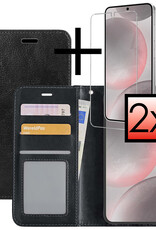 NoXx Hoes Geschikt voor Samsung S24 Plus Hoesje Book Case Hoes Flip Cover Wallet Bookcase Met 2x Screenprotector - Zwart