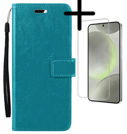 BASEY. BASEY. Samsung Galaxy S24 Hoesje Bookcase Met Screenprotector - Turquoise