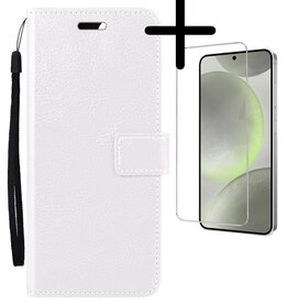 BASEY. BASEY. Samsung Galaxy S24 Hoesje Bookcase Met Screenprotector - Wit