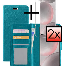 NoXx NoXx Samsung Galaxy S24 Plus Hoesje Bookcase Met 2x Screenprotector - Turquoise