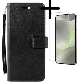 BASEY. BASEY. Samsung Galaxy S24 Hoesje Bookcase Met Screenprotector - Zwart