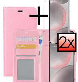 NoXx NoXx Samsung Galaxy S24 Plus Hoesje Bookcase Met 2x Screenprotector - Lichtroze