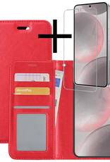 NoXx Hoes Geschikt voor Samsung S24 Plus Hoesje Book Case Hoes Flip Cover Wallet Bookcase Met Screenprotector - Rood