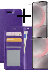 NoXx Hoes Geschikt voor Samsung S24 Plus Hoesje Book Case Hoes Flip Cover Wallet Bookcase Met Screenprotector - Paars