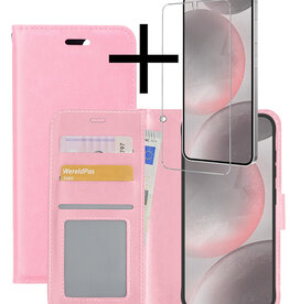 NoXx NoXx Samsung Galaxy S24 Plus Hoesje Bookcase Met Screenprotector - Lichtroze