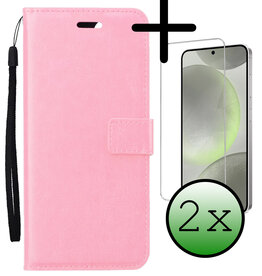 BASEY. BASEY. Samsung Galaxy S24 Hoesje Bookcase Met 2x Screenprotector - Lichtroze