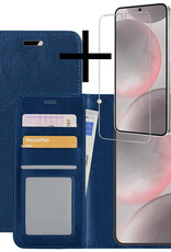 NoXx Hoes Geschikt voor Samsung S24 Plus Hoesje Book Case Hoes Flip Cover Wallet Bookcase Met Screenprotector - Donkerblauw