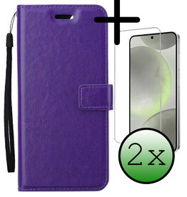 BASEY. BASEY. Samsung Galaxy S24 Hoesje Bookcase Met 2x Screenprotector - Paars