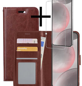 NoXx NoXx Samsung Galaxy S24 Plus Hoesje Bookcase Met Screenprotector - Bruin