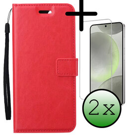 BASEY. BASEY. Samsung Galaxy S24 Hoesje Bookcase Met 2x Screenprotector - Rood