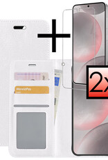 NoXx Hoes Geschikt voor Samsung S24 Hoesje Book Case Hoes Flip Cover Wallet Bookcase Met 2x Screenprotector - Wit