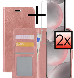 NoXx NoXx Samsung Galaxy S24 Hoesje Bookcase Met 2x Screenprotector - Rose Goud