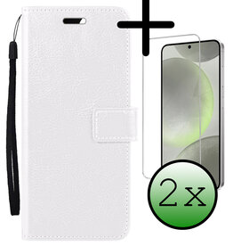 BASEY. BASEY. Samsung Galaxy S24 Hoesje Bookcase Met 2x Screenprotector - Wit