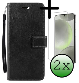 BASEY. BASEY. Samsung Galaxy S24 Hoesje Bookcase Met 2x Screenprotector - Zwart