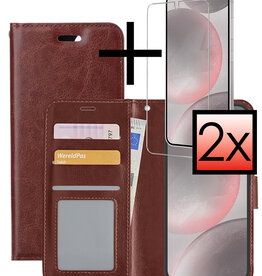 NoXx NoXx Samsung Galaxy S24 Hoesje Bookcase Met 2x Screenprotector - Bruin