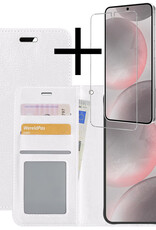 NoXx Hoes Geschikt voor Samsung S24 Hoesje Book Case Hoes Flip Cover Wallet Bookcase Met Screenprotector - Wit