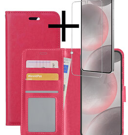 NoXx NoXx Samsung Galaxy S24 Hoesje Bookcase Met Screenprotector - Donkerroze