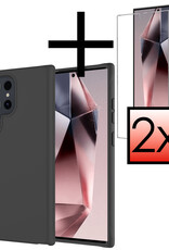 NoXx Hoes Geschikt voor Samsung S24 Ultra Hoesje Cover Siliconen Back Case Hoes Met 2x Screenprotector - Zwart