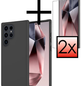 NoXx NoXx Samsung Galaxy S24 Ultra Hoesje Siliconen Met 2x Screenprotector - Zwart
