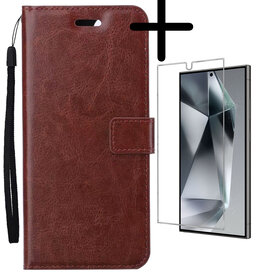 BASEY. BASEY. Samsung Galaxy S24 Ultra Hoesje Bookcase Met Screenprotector - Bruin