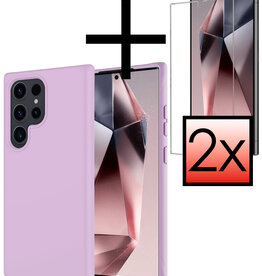 NoXx NoXx Samsung Galaxy S24 Ultra Hoesje Siliconen Met 2x Screenprotector - Lila