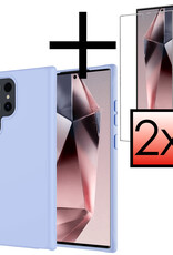 NoXx Hoes Geschikt voor Samsung S24 Ultra Hoesje Cover Siliconen Back Case Hoes Met 2x Screenprotector - Lichtblauw