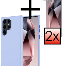 NoXx NoXx Samsung Galaxy S24 Ultra Hoesje Siliconen Met 2x Screenprotector - Lichtblauw