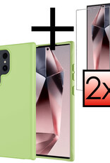 NoXx Hoes Geschikt voor Samsung S24 Ultra Hoesje Cover Siliconen Back Case Hoes Met 2x Screenprotector - Groen