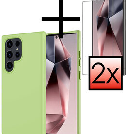 NoXx NoXx Samsung Galaxy S24 Ultra Hoesje Siliconen Met 2x Screenprotector - Groen