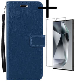 BASEY. BASEY. Samsung Galaxy S24 Ultra Hoesje Bookcase Met Screenprotector - Donkerblauw