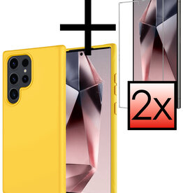 NoXx NoXx Samsung Galaxy S24 Ultra Hoesje Siliconen Met 2x Screenprotector - Geel